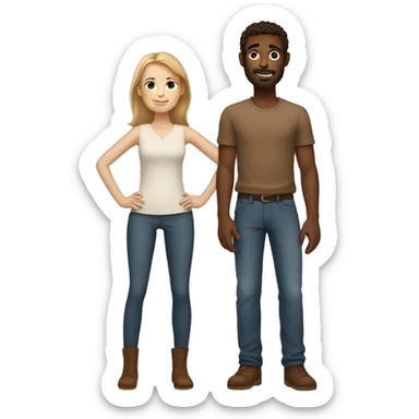  white woman with brown cuddles skinny man with light brown skin  sticker