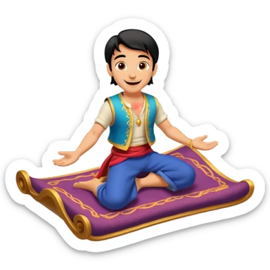 Aladdin riding on a magic carpet sticker