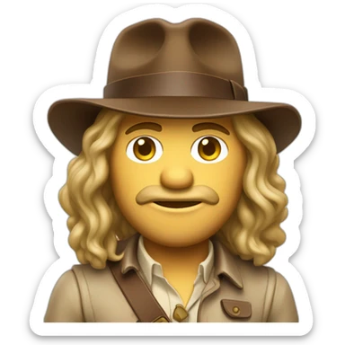 indiana jones muppet with long hair and Light skin color sticker