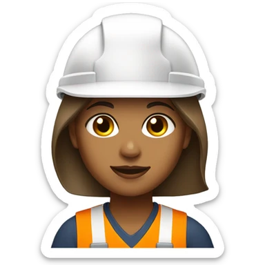 Light Brown girl with white construction hat wearing construction uniform headshot sticker