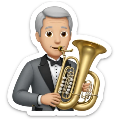 große Tuba, von gltzköpfigen Mann mit grauem Bart gespielt sticker