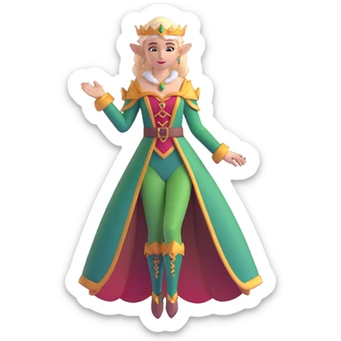graceful female elf with ornate clothing, beautiful features, elegant pose sticker