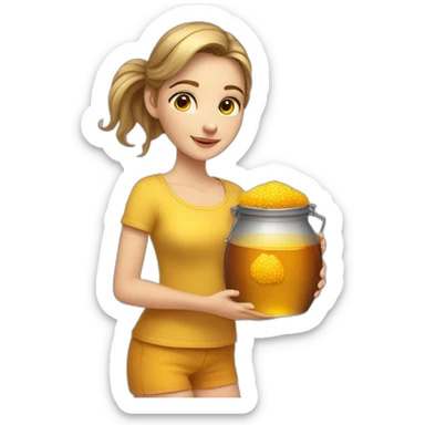 Beauty-caucasian-full-body-Girl and the pot of honey sticker