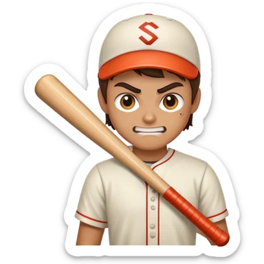 A angry smile with a baseball bat sticker