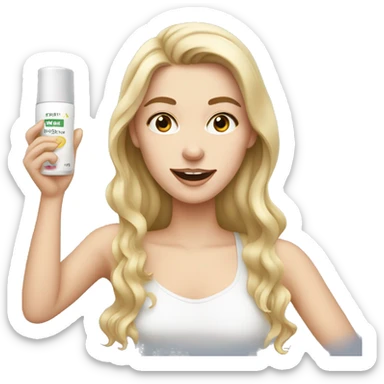 white girl applying cream on face sticker