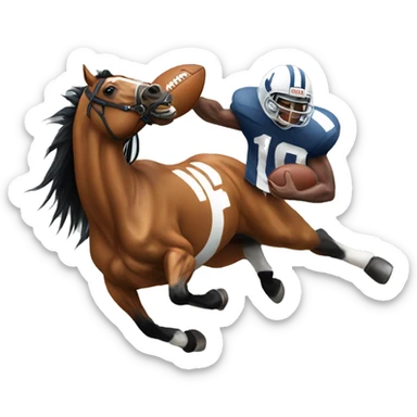 Horse catching an American football sticker