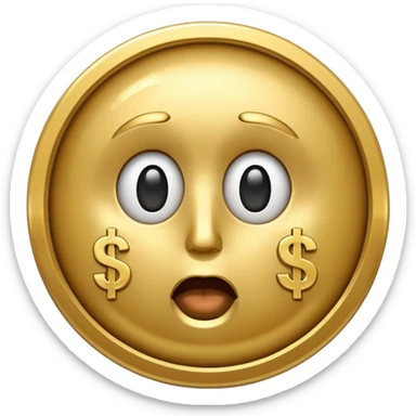 a dollar sign with a surprised face sticker