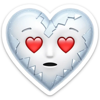 coração partido glitter branco sticker