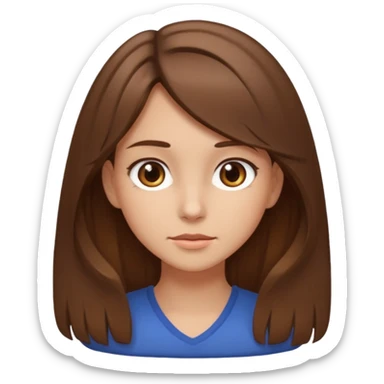 Fille brune raison au milieu cheveux un peu long et yeux marron et peau beige  sticker