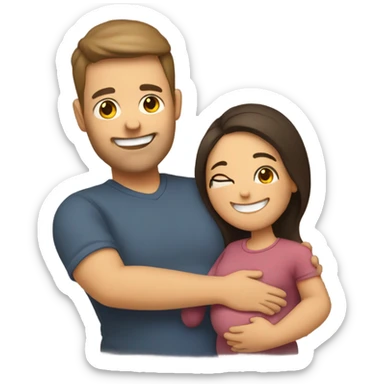 Husband holding pregnant wife’s belly sticker