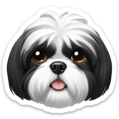 Black white shih tzu sticker