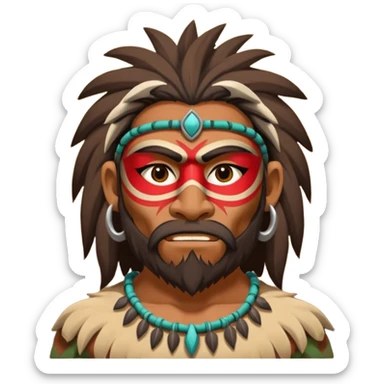 cave man with ritual mask sticker