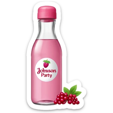 realistic Johnson and Johnson style bottle pink cap pink logo clear bottle with berry logo with diddy party written and a berry on top bottle sticker