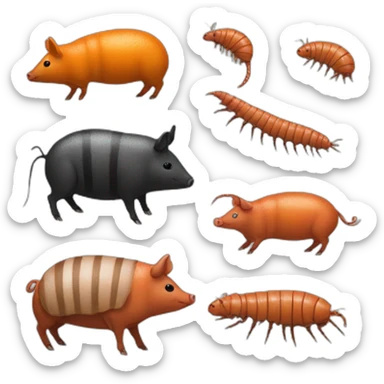 Orange pig armadillo cow centipede insect sticker