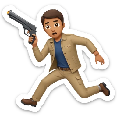 A emoji of a mqn who is fall like anyone shoot him with gun front sticker