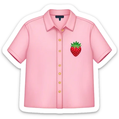 pastel pink shirt with a strawberry embroidered in the center sticker