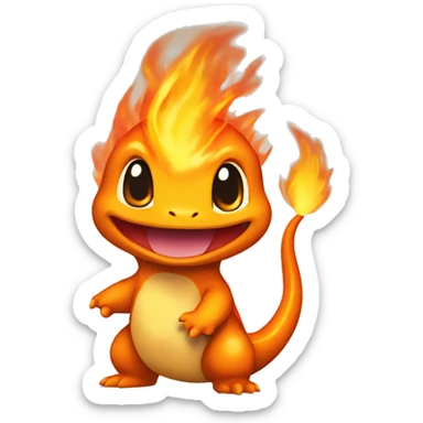 Charmander with a flame on its tail-tip sticker