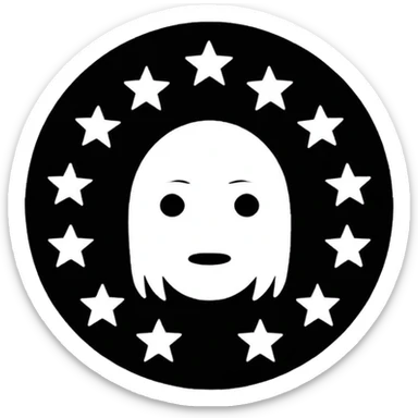 Can u make a emoji with 15 stars in a circle no face no nothin just lines and nothing in the middle and the stars have nothing it in too just lines black and white sticker