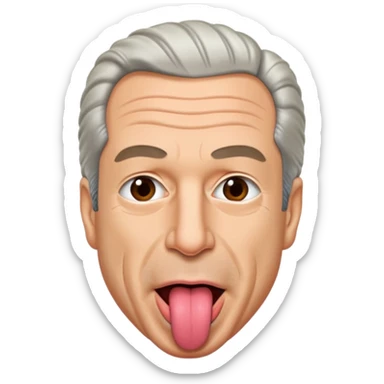 Jeffrey Epstein with tongue out, Twemoji style sticker