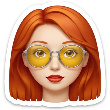 red head girl with yellow sunglasses sticker