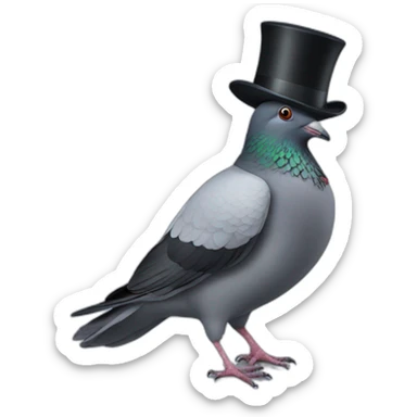 Pigeon with a top hat sticker