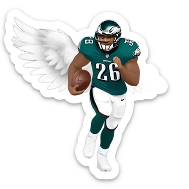 Philadelphia Eagles running back Saquon Barkley number 26 with the eagle wings sticker