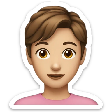 A girl with short brown hair and brown eyes sticker