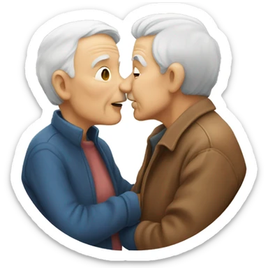 two old people kissing sticker