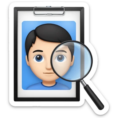 analizzando test blu foglio lente di ingrandimento sticker