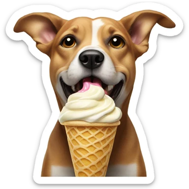 Dog licking ice cream sticker