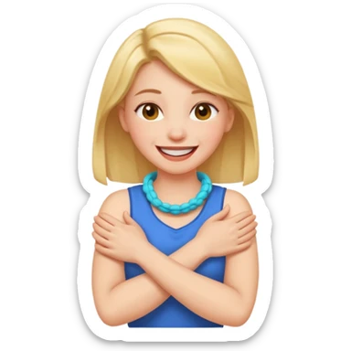 arms crossed holding neck laughing girl sticker