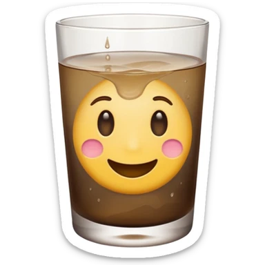 a glass with dirty water, soft colors, emoji style, clean lines sticker