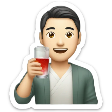 Asian men who love drink soju sticker