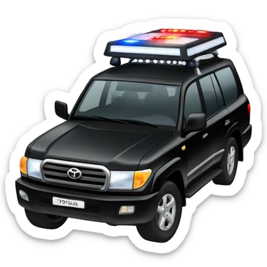 black toyota land cruiser with  activated police lights  sticker