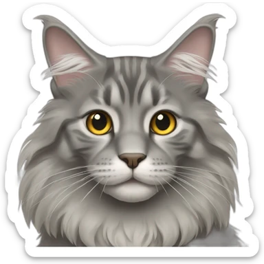 A grey maine coon cat sticker