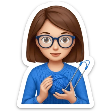  Woman with brown hair Knitting emoji sticker