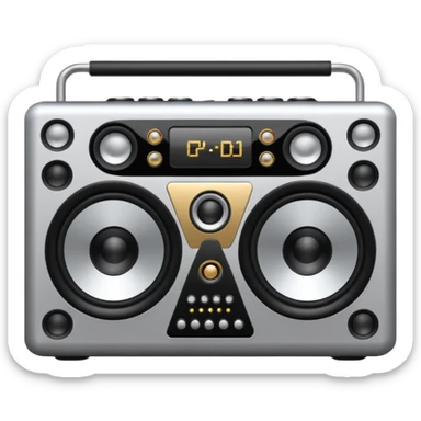 a speaker with eyes and buttons like dj box sticker