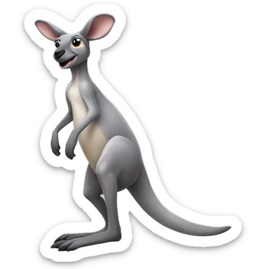 Hopping gray kangaroo  sticker