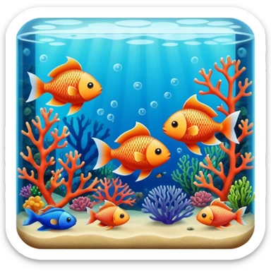 aquarium vintage with fish and coral inside sticker
