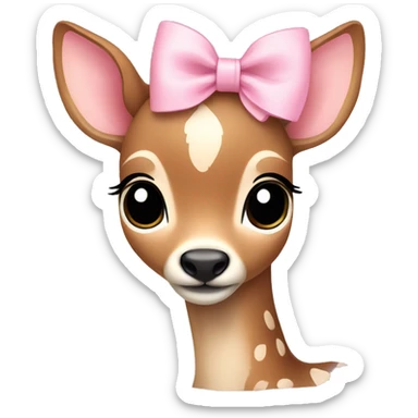 fawn with light pink bow  sticker