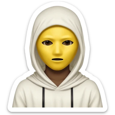 masked yellow white skin figure with cloth overing head and face / rap style like yeat kinda cloth covering head and face. rap style and minimalistic and mysterious. no eyes a sticker