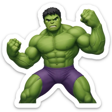 Hulk, smashing pose green superhero sticker