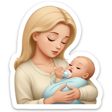 Mother feeding newborn baby, nurturing moment sticker