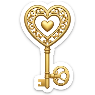 gold heart key sticker