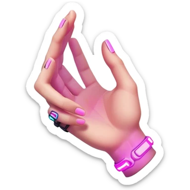 Neon cyberpunk style 
male hand holding female sticker