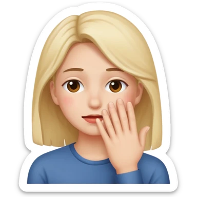 blushing covering face with hand sticker