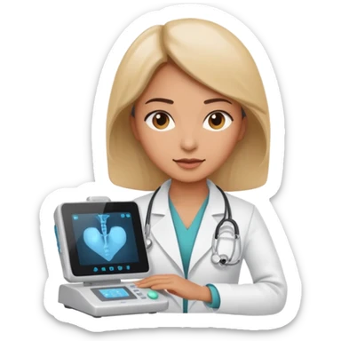 female doctor working an ultrasound machine sticker