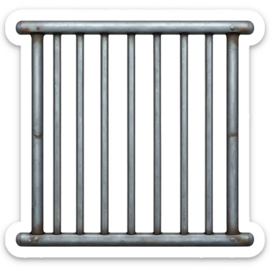iron bars, silver text sticker