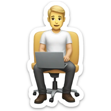 white man Sitting in front of a pc sticker