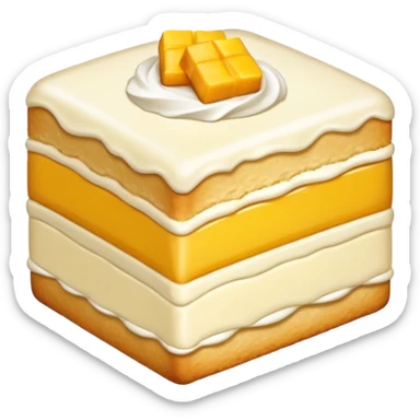 Piece of cake: vanilla biscuit, mango filling sticker